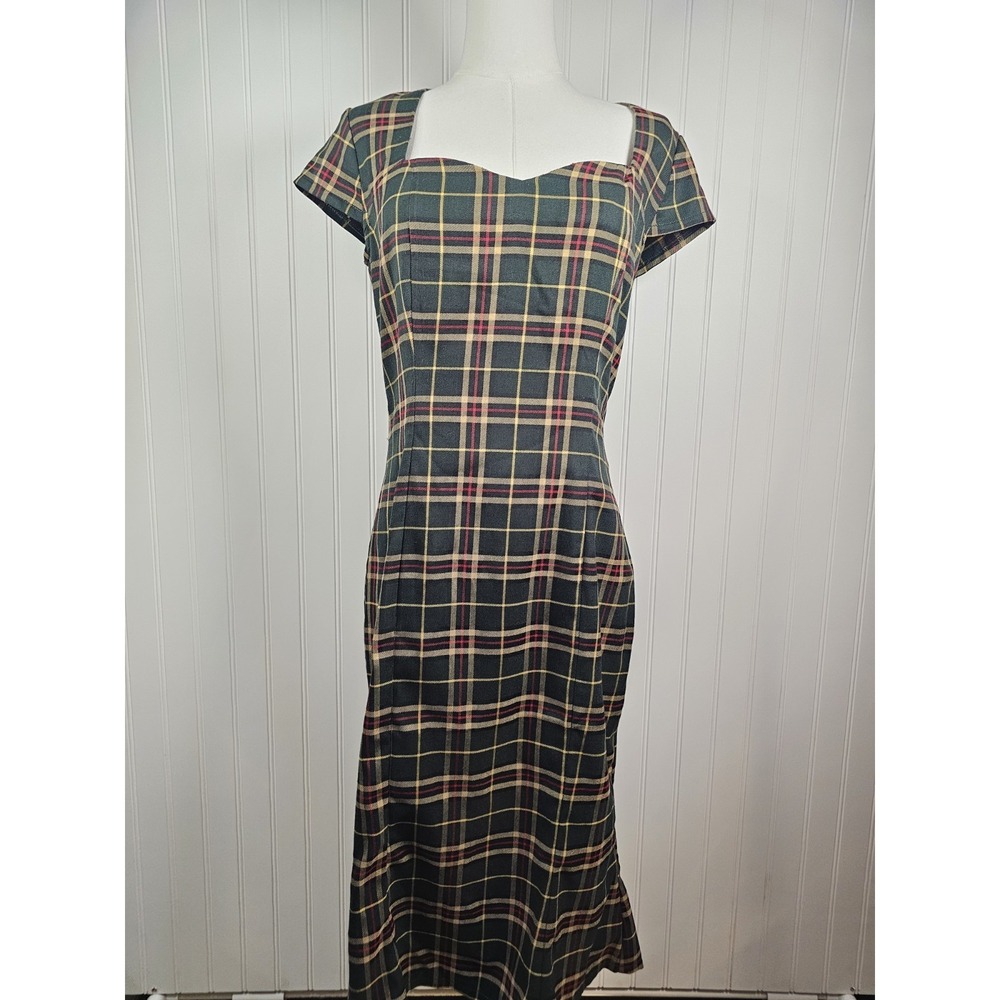 Dancing Days by Banned Apparel Plaid Pin Up Retro Dress Size M Sheath